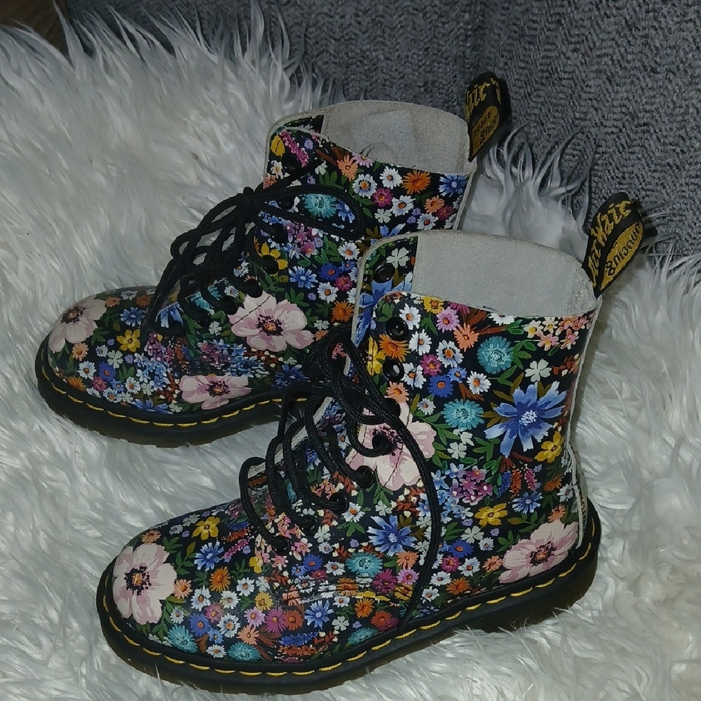 Dr. Martens Floral Print Combat Boots